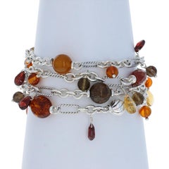 David Yurman Multi-Gemstone Bijoux Bead Figaro Bracelet, Sterling Amber
