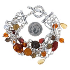 David Yurman Multi-Gemstone Bijoux Bead Figaro Bracelet, Sterling Amber