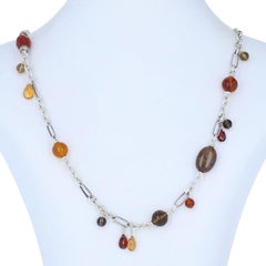 David Yurman Multi-Gemstone Bijoux Bead Figaro Necklace Sterling Amber