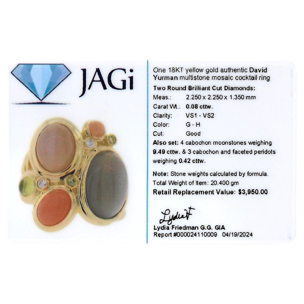 David Yurman Multi Gemstone Cabochon Mosaic Cocktail Ring 18 Karat Yellow Gold 7