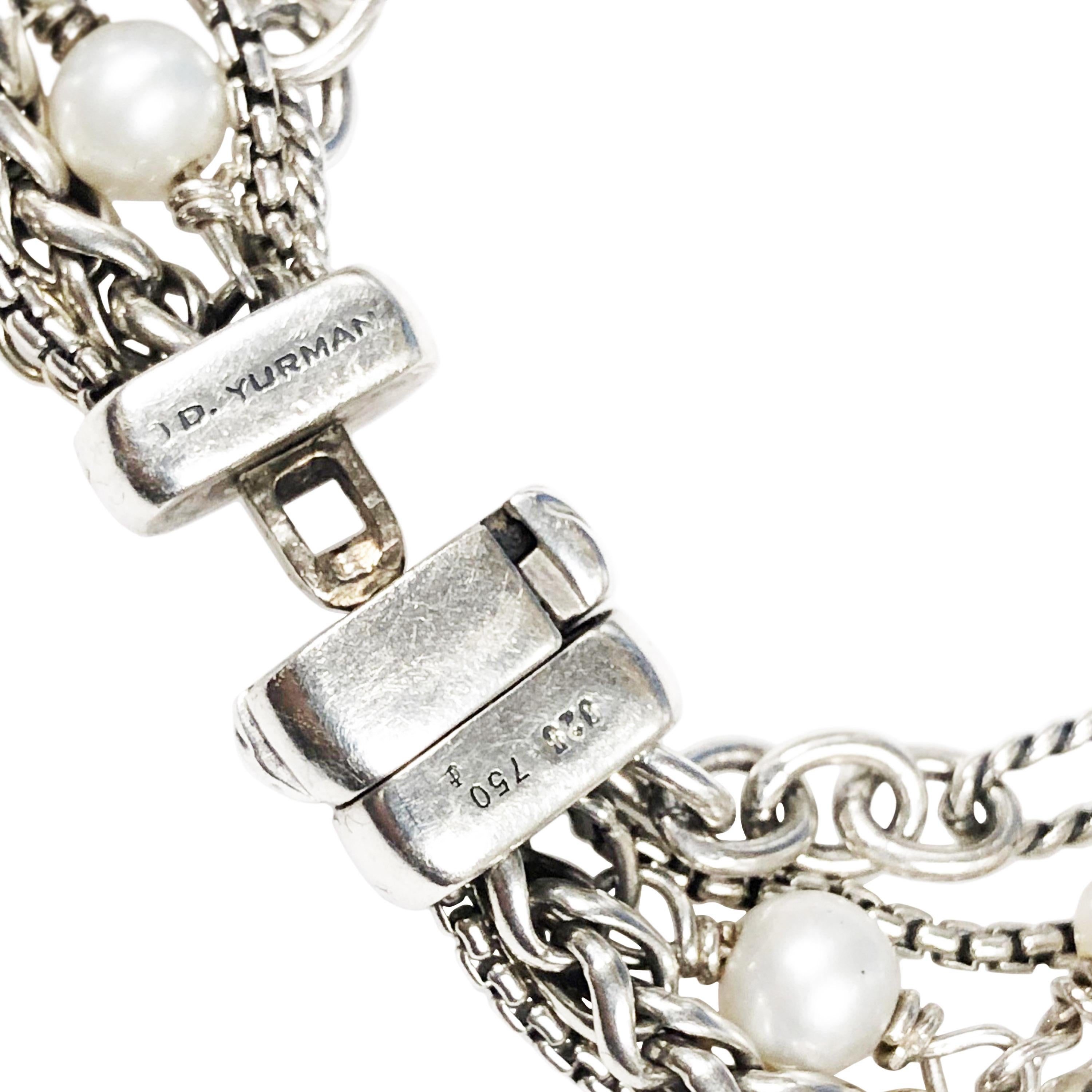 David Yurman Halskette mit mehreren Strängen aus Silber:: Gold und Perlen für Damen oder Herren