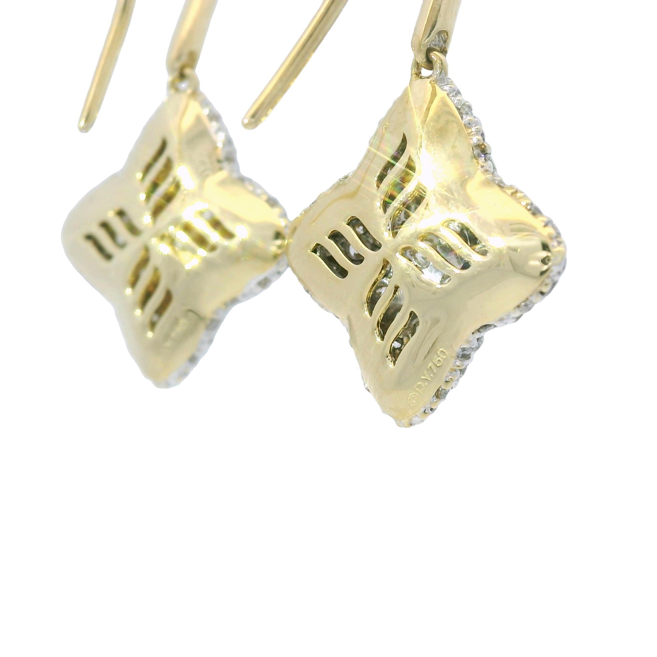 David Yurman, boucles d'oreilles Quatrefoil en or 18 carats avec diamants naturels de 1,10 carat Pour femmes en vente