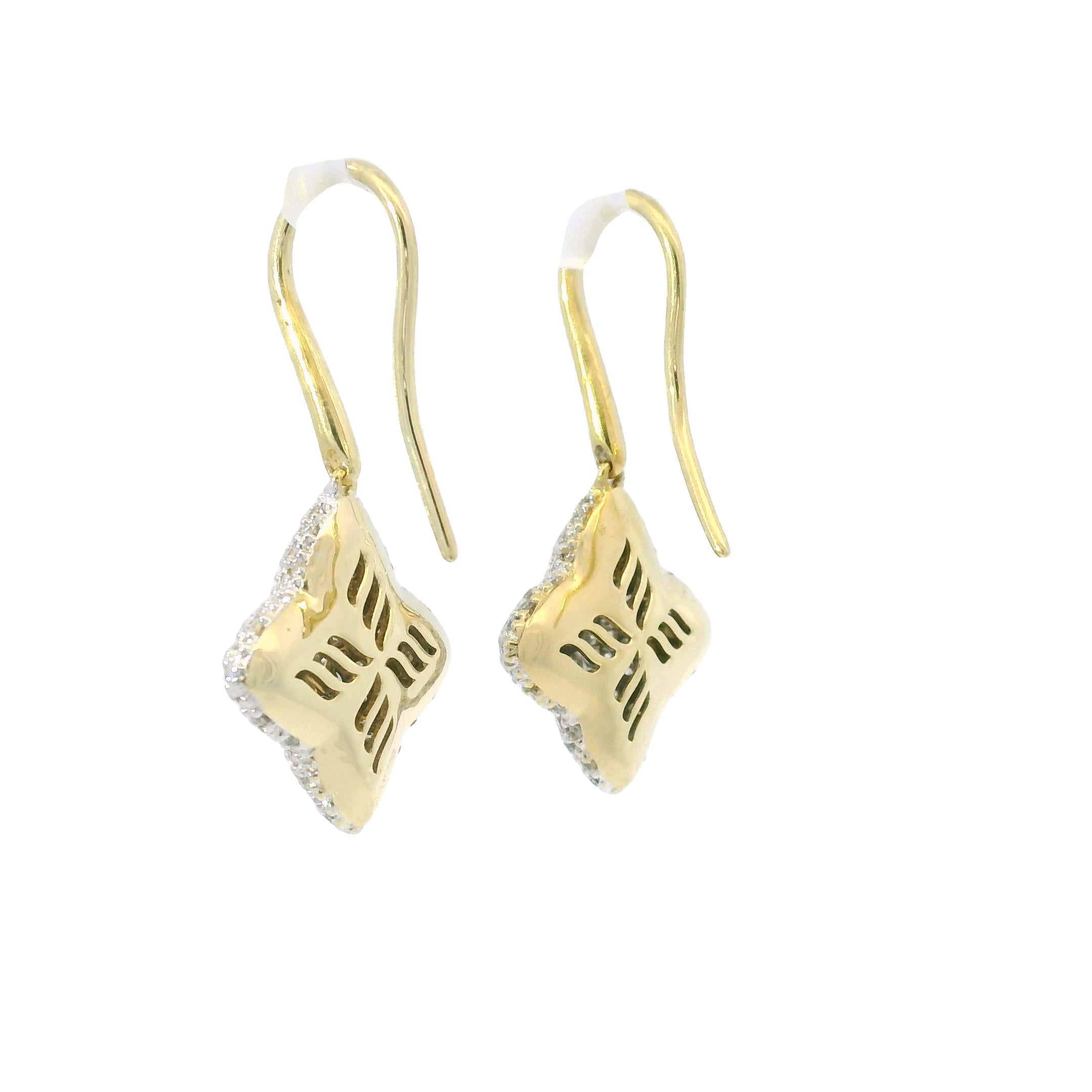 David Yurman, boucles d'oreilles Quatrefoil en or 18 carats avec diamants naturels de 1,10 carat en vente 1