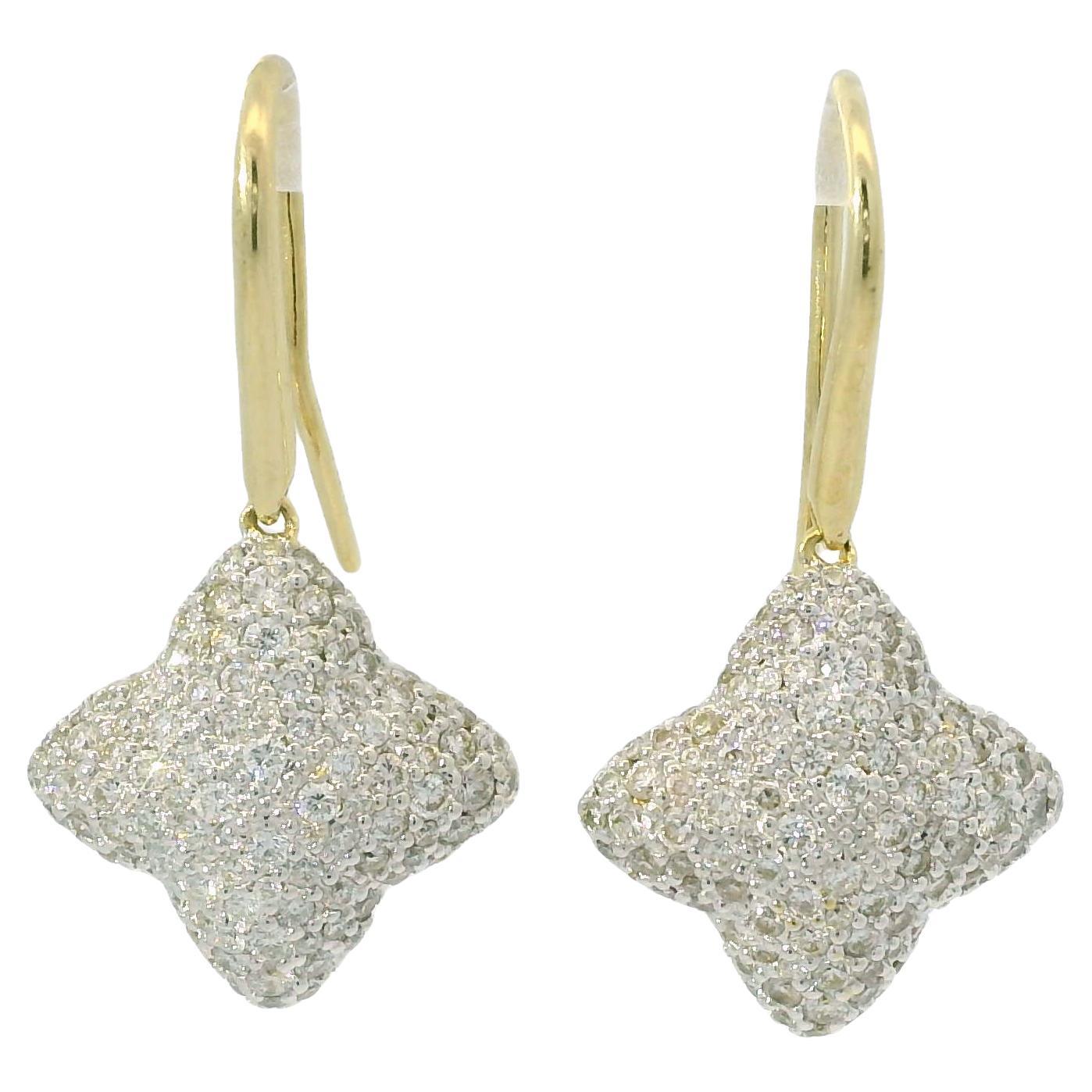 David Yurman Natural 1.10 Carat Diamond 18-Karat Quatrefoil Earrings In Stock