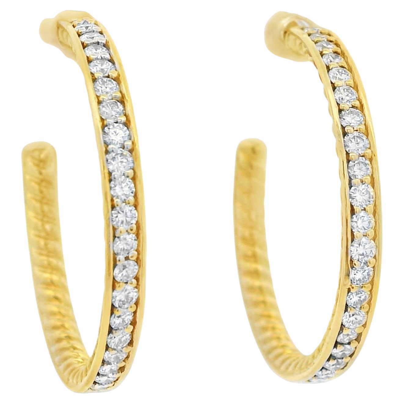 David Yurman Natürlicher Diamant 18-Karat Reif Ohrringe Vorrätig