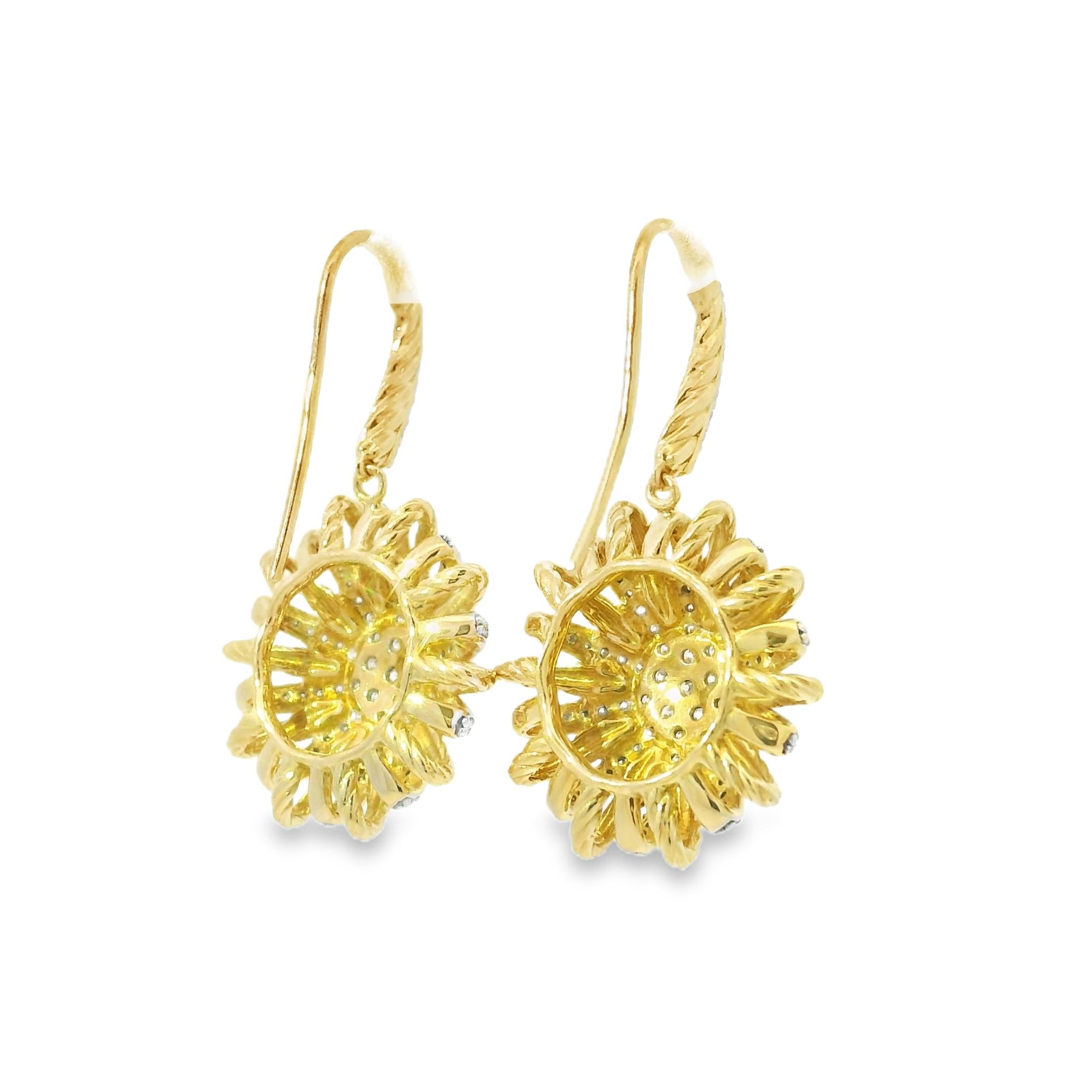 Modern David Yurman Natural Diamond 18-Karat Starburst Earrings In Stock For Sale