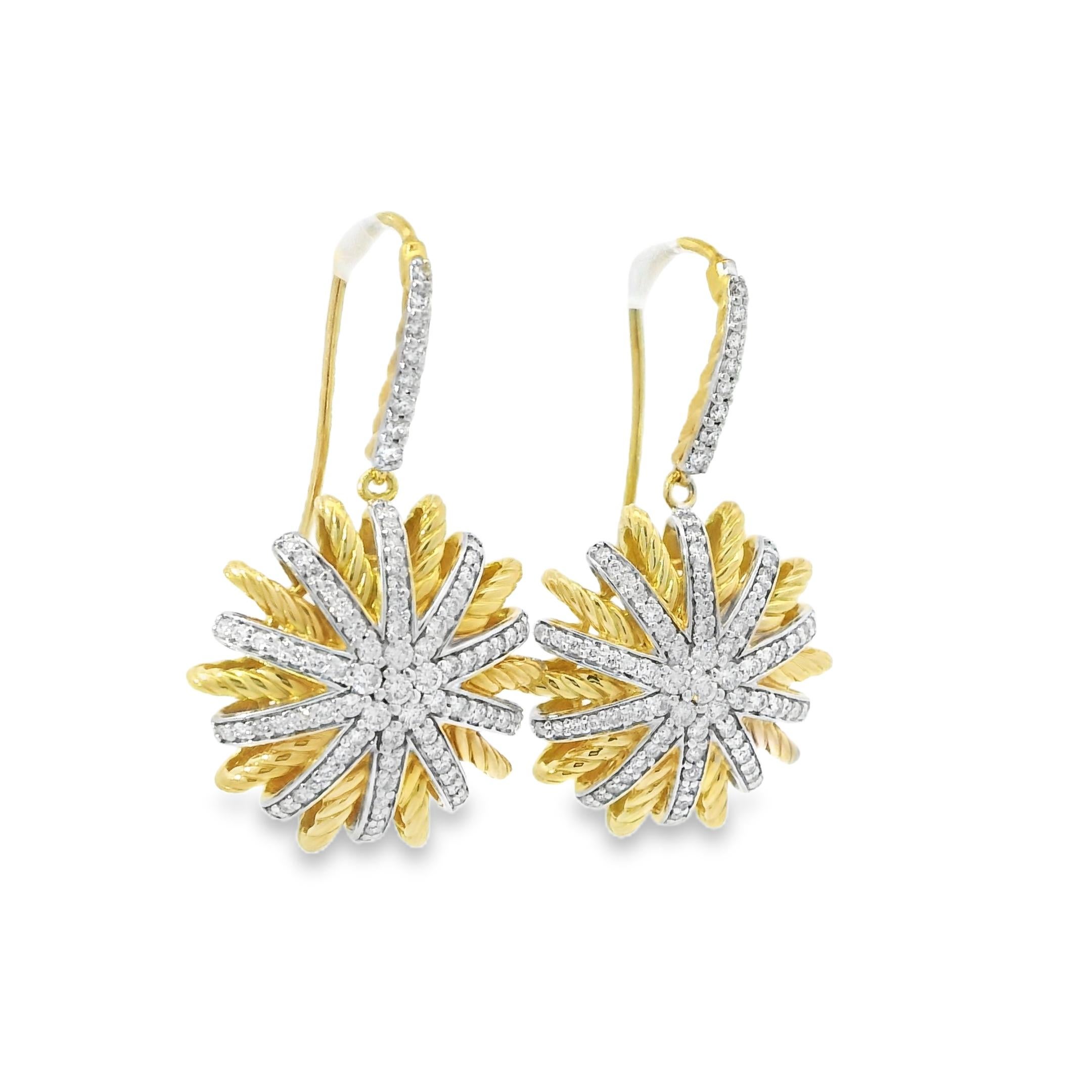 David Yurman Natural Diamond 18-Karat Starburst Earrings In Stock For Sale 1
