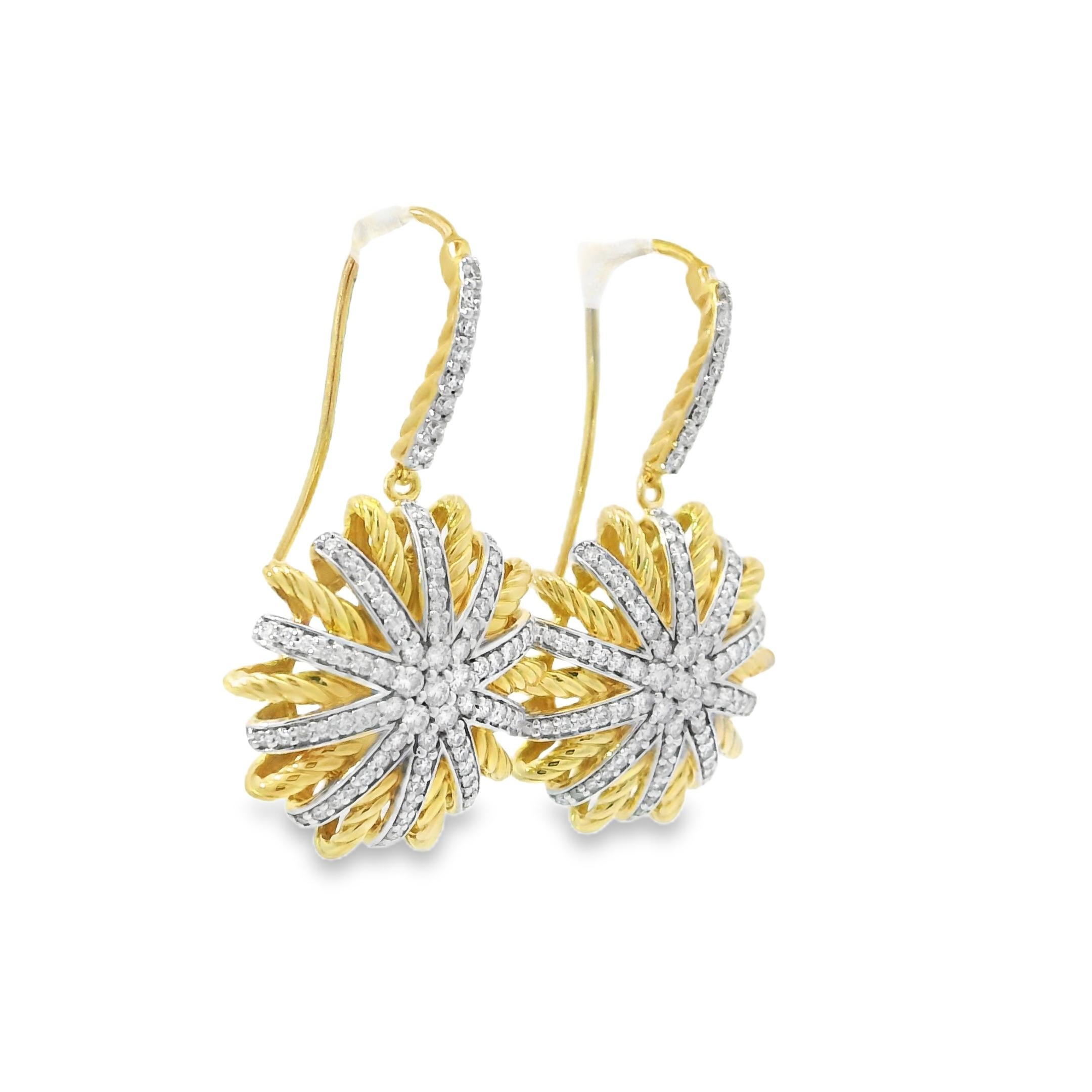 David Yurman Natural Diamond 18-Karat Starburst Earrings In Stock For Sale 2