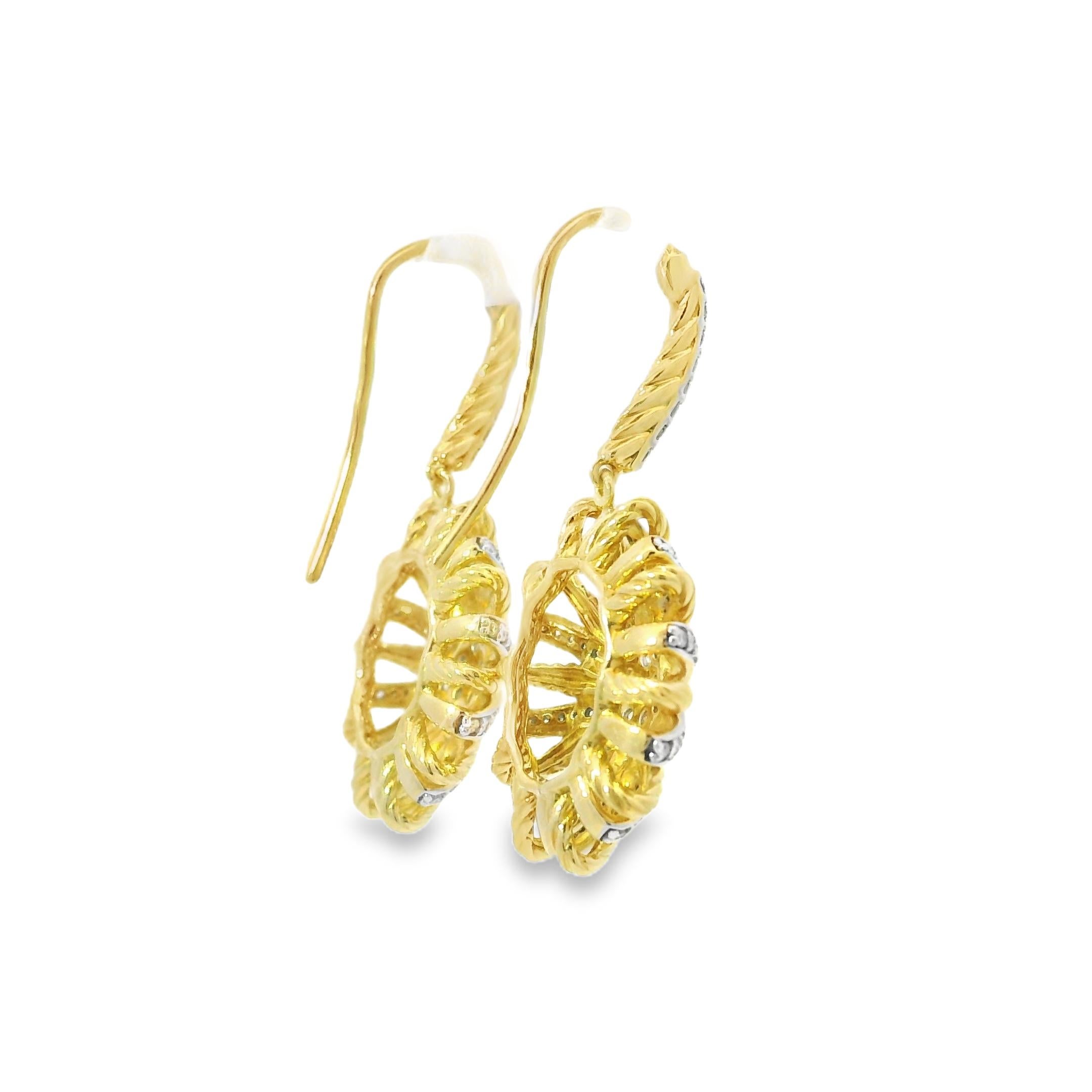 David Yurman Natural Diamond 18-Karat Starburst Earrings In Stock For Sale 3