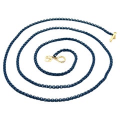 David Yurman Navy Blue Acrylic Box Chain Set of 2 W/ 14k Gold Toggle Clasp