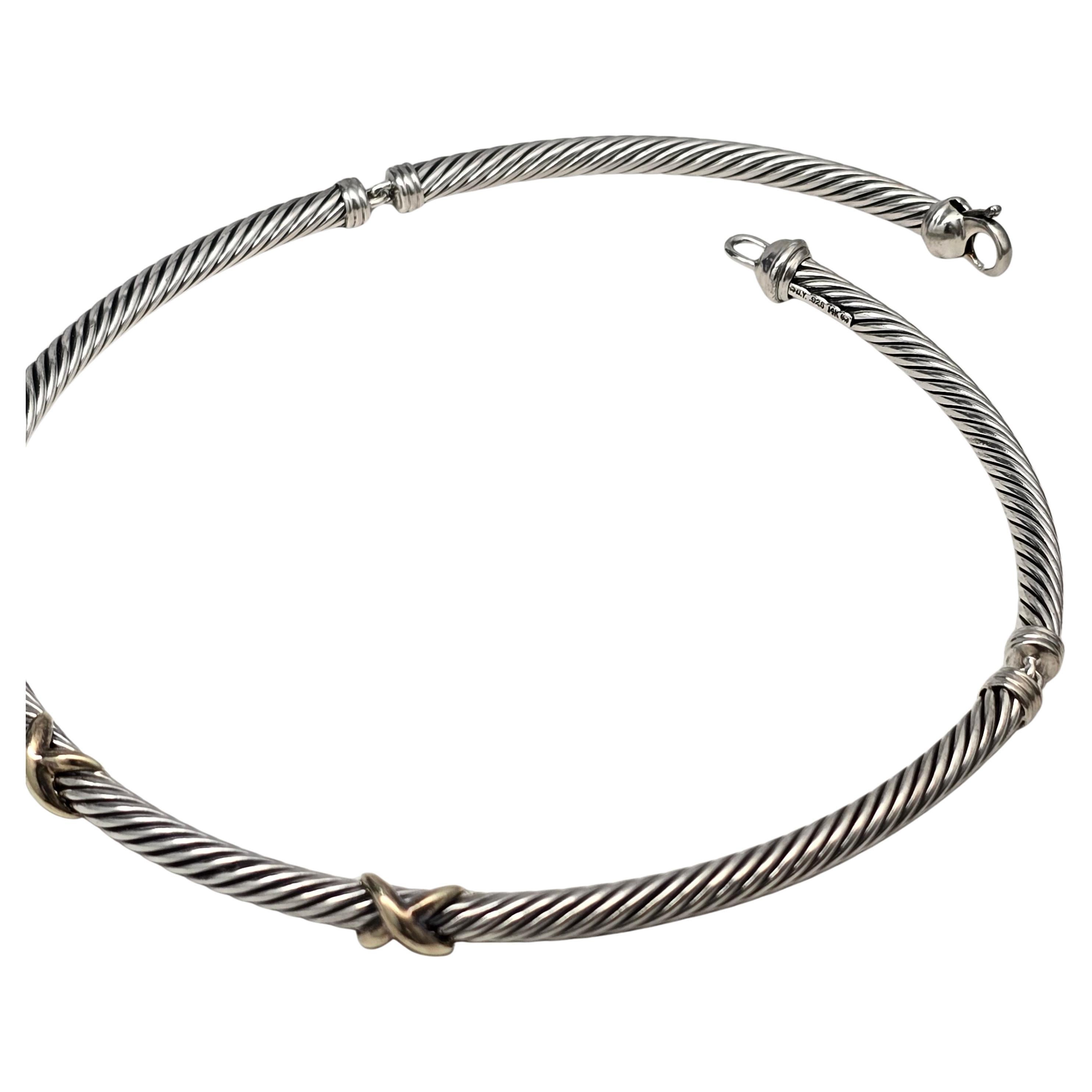 David Yurman collier en argent et or 14KT collier chocker étonnant