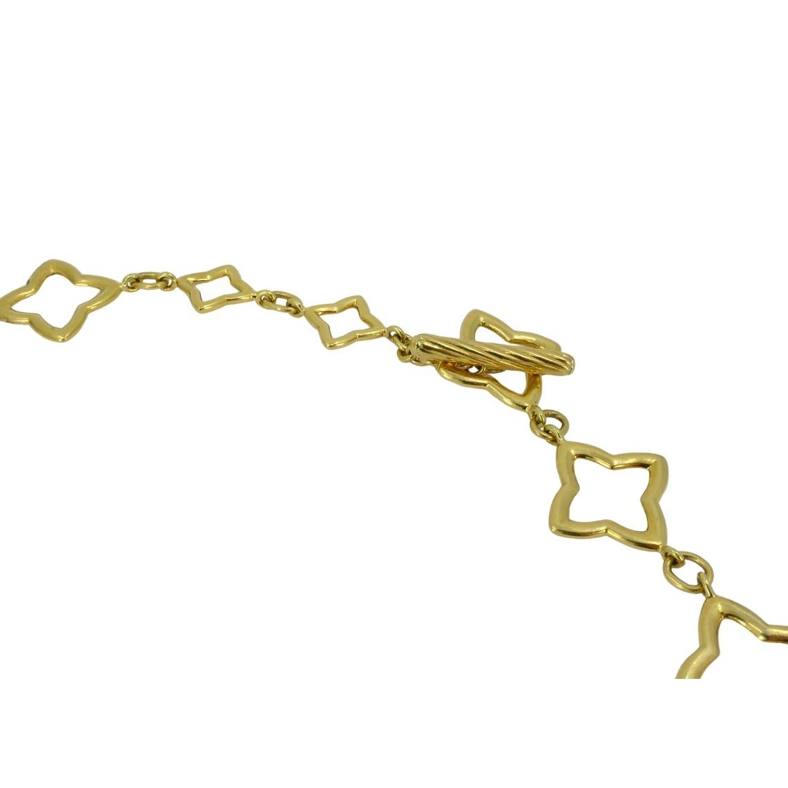 David Yurman Necklace Two-Tone Gold Diamond Quatrefoil Motif In Excellent Condition For Sale In Beverly Hills, CA