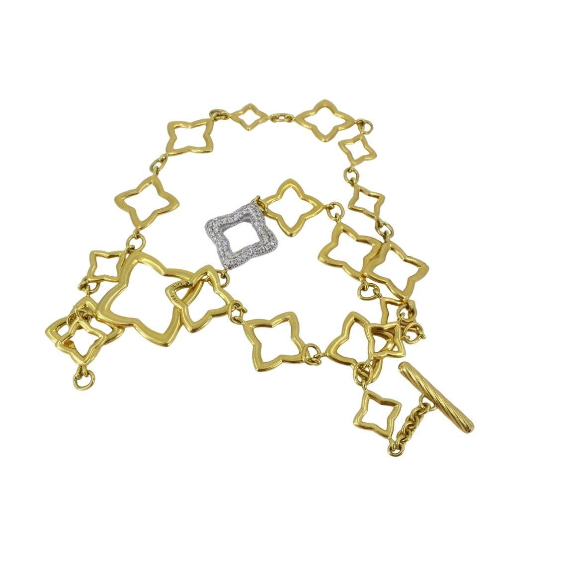 David Yurman Necklace Two-Tone Gold Diamond Quatrefoil Motif For Sale 2