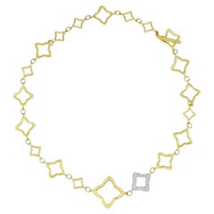 David Yurman Necklace Two-Tone Gold Diamond Quatrefoil Motif