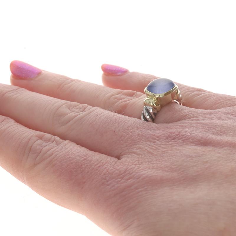 David Yurman Noblesse Blauer Chalzedon Solitär Ring Sterling 925 Gelbgold 18k Damen im Angebot
