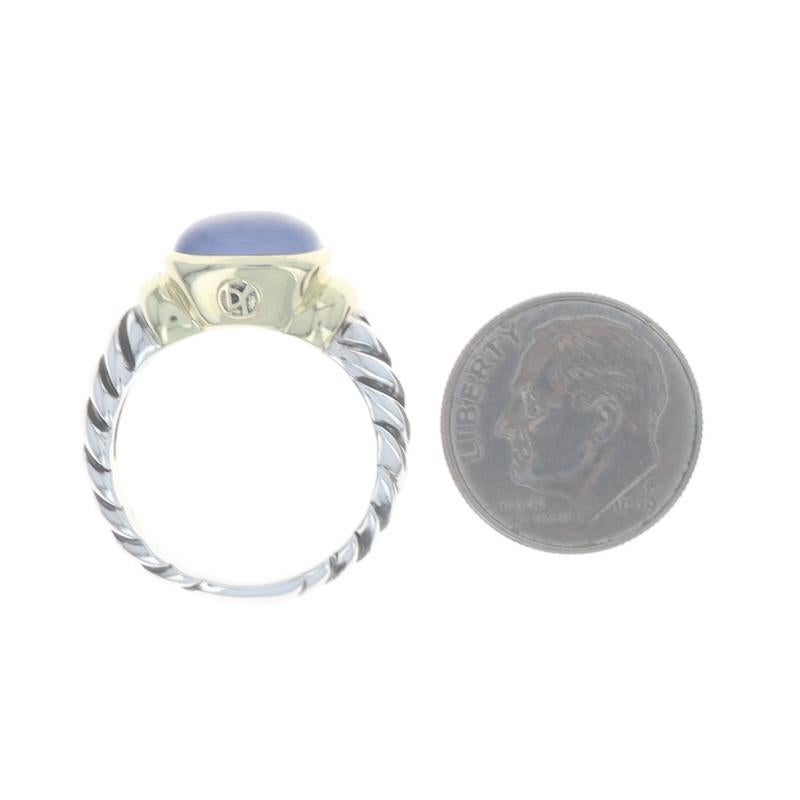 David Yurman Noblesse Blauer Chalzedon Solitär Ring Sterling 925 Gelbgold 18k im Angebot 1