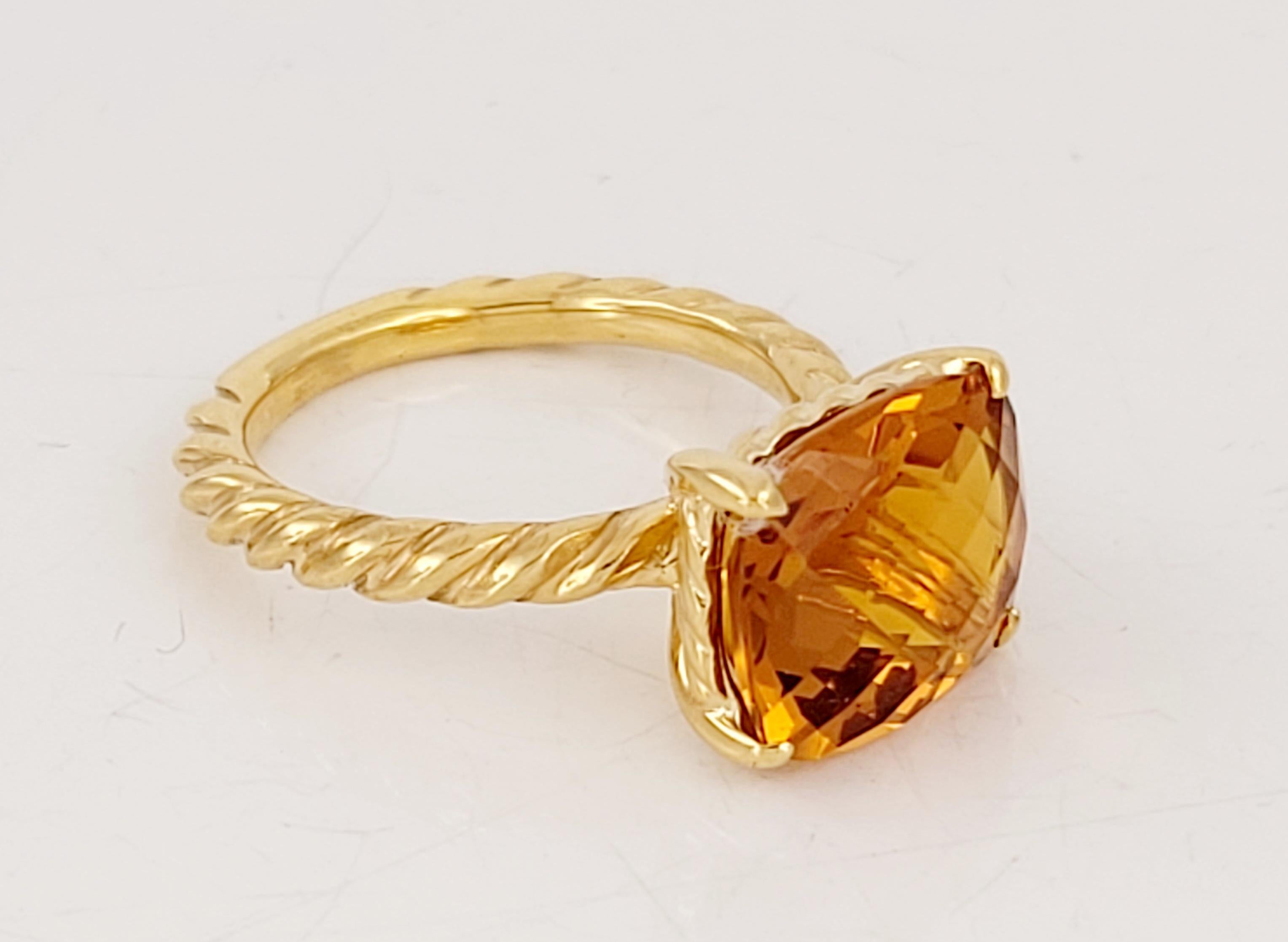Square Cut David Yurman Noblesse Collection Ring in 18K Yellow Gold 11.5mm For Sale