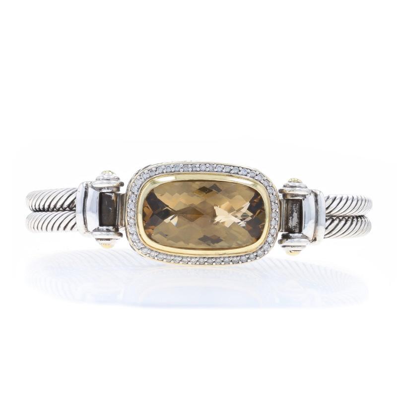 David Yurman Noblesse Lemon Quartz Diamond Bangle Bracelet 6 1/2" - 925 Gold 18k