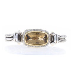David Yurman Noblesse Lemon Quartz Diamond Bangle Bracelet 6 1/2" - 925 Gold 18k