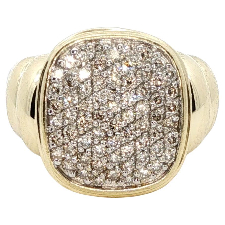 David Yurman Noblesse Sterling Silver/14KYG Diamond Ring - Size 5 en vente