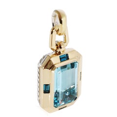 David Yurman Novella Blue Topaz Pendant in 18K Yellow Gold/SS