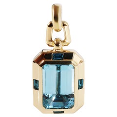 David Yurman Novella Blue Topaz Pendant in 18K Yellow Gold/SS