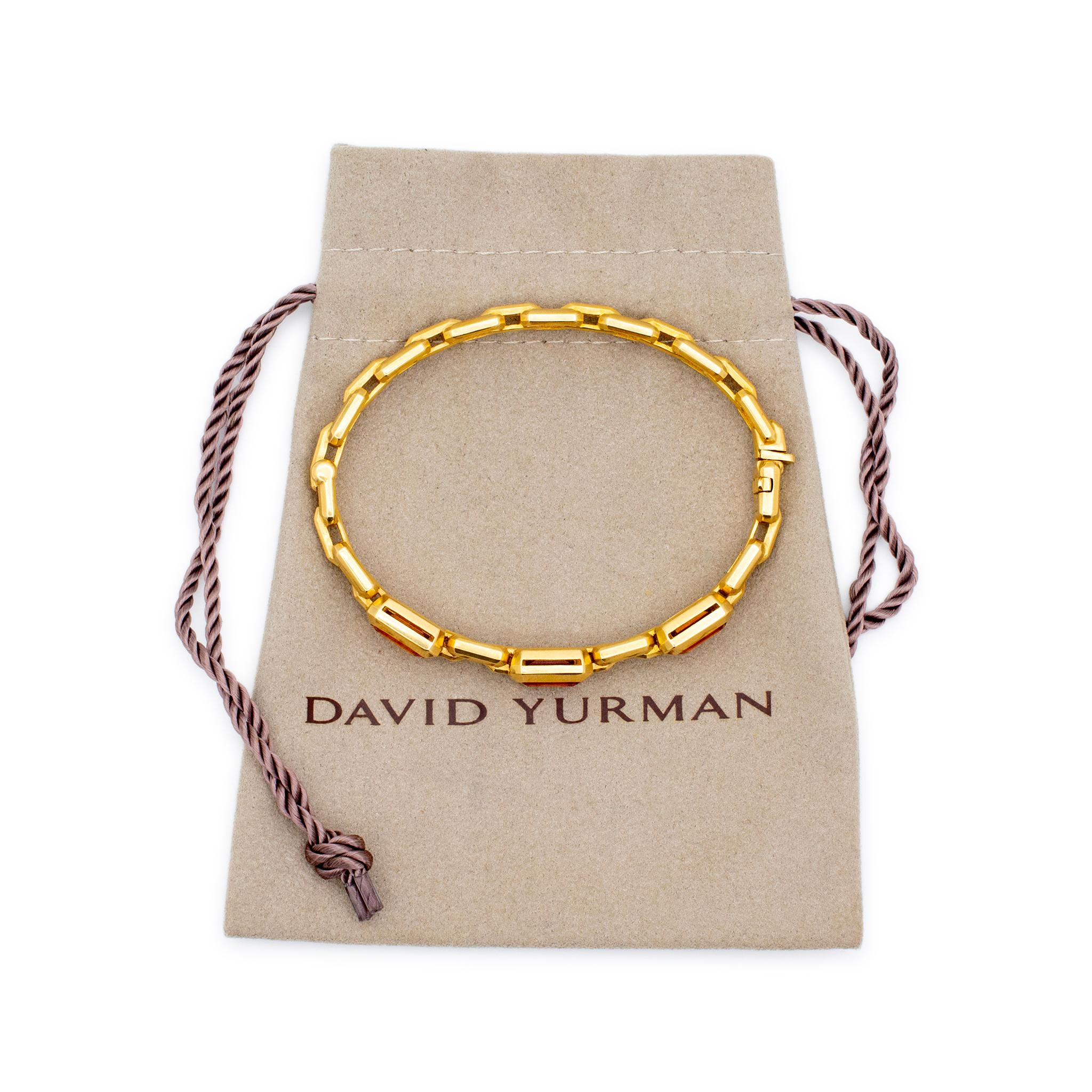 Women's David Yurman Novella Ladies 18K Yellow Gold Pink Tourmaline Bangle Bracelet