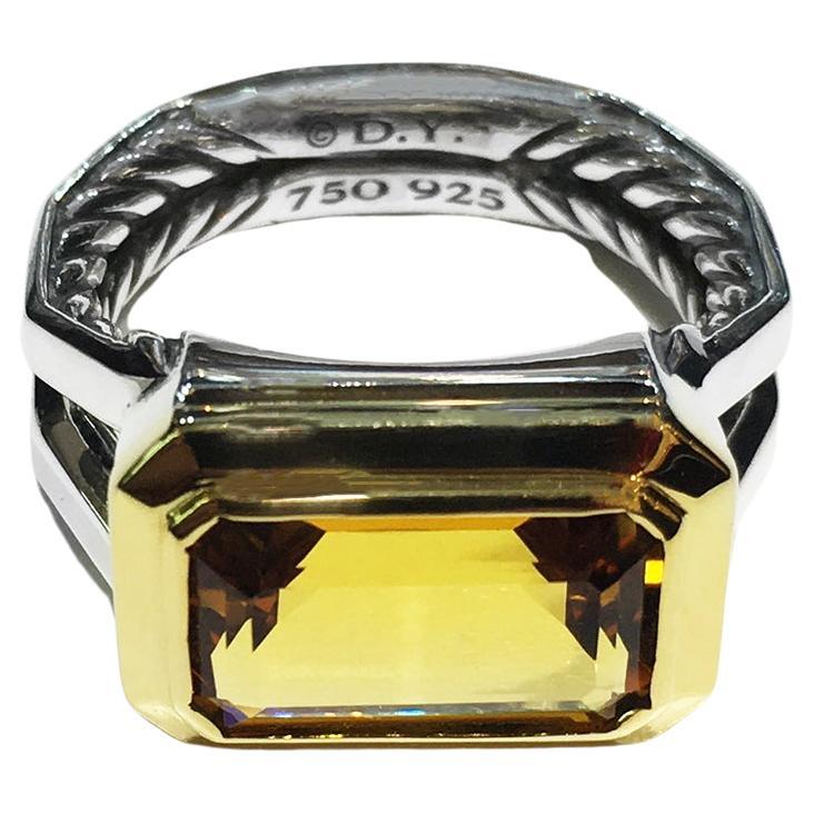 DAVID YURMAN Novella Bague d'affirmation en argent avec or 18 carats et citrine en vente