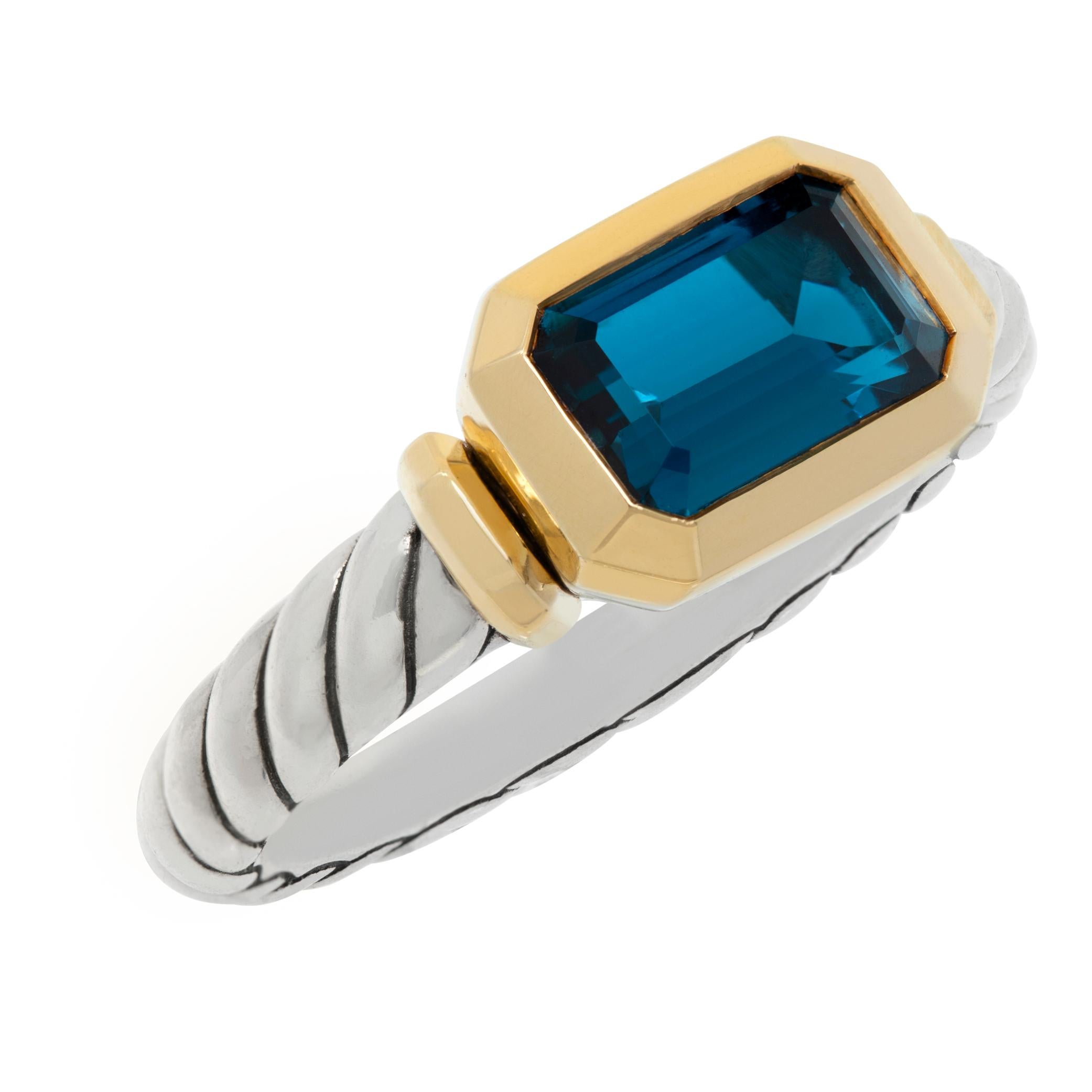 David Yurman Novella topaz 18k & sterling silver ring In Excellent Condition In Surfside, FL