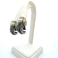 David Yurman Omega Back Earrings 14k Gold Sterling Silver Estate