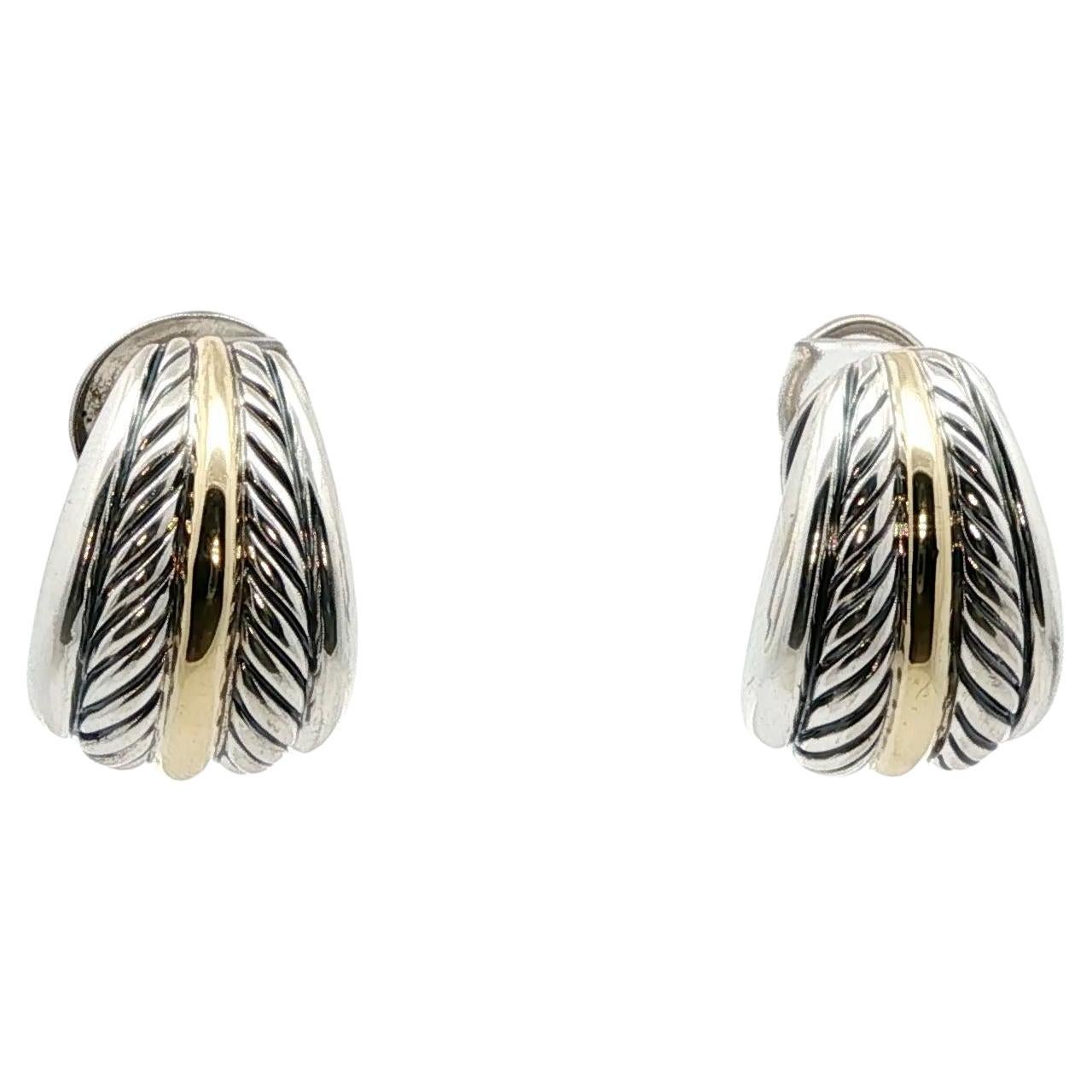 David Yurman Omega Back SS/14K Earrings