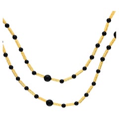 David Yurman collana Petite Hampton in onice e oro giallo 18 ct.