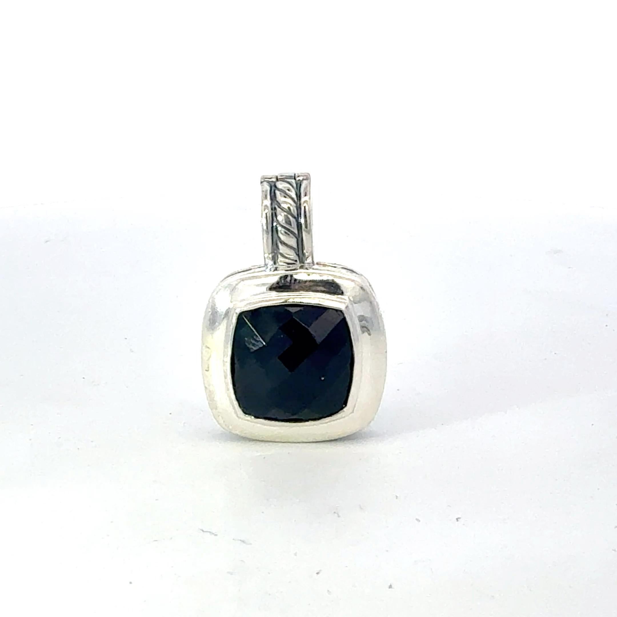 Women's David Yurman Onyx Albion Pendant 11 mm Sterling Silver Estate For Sale