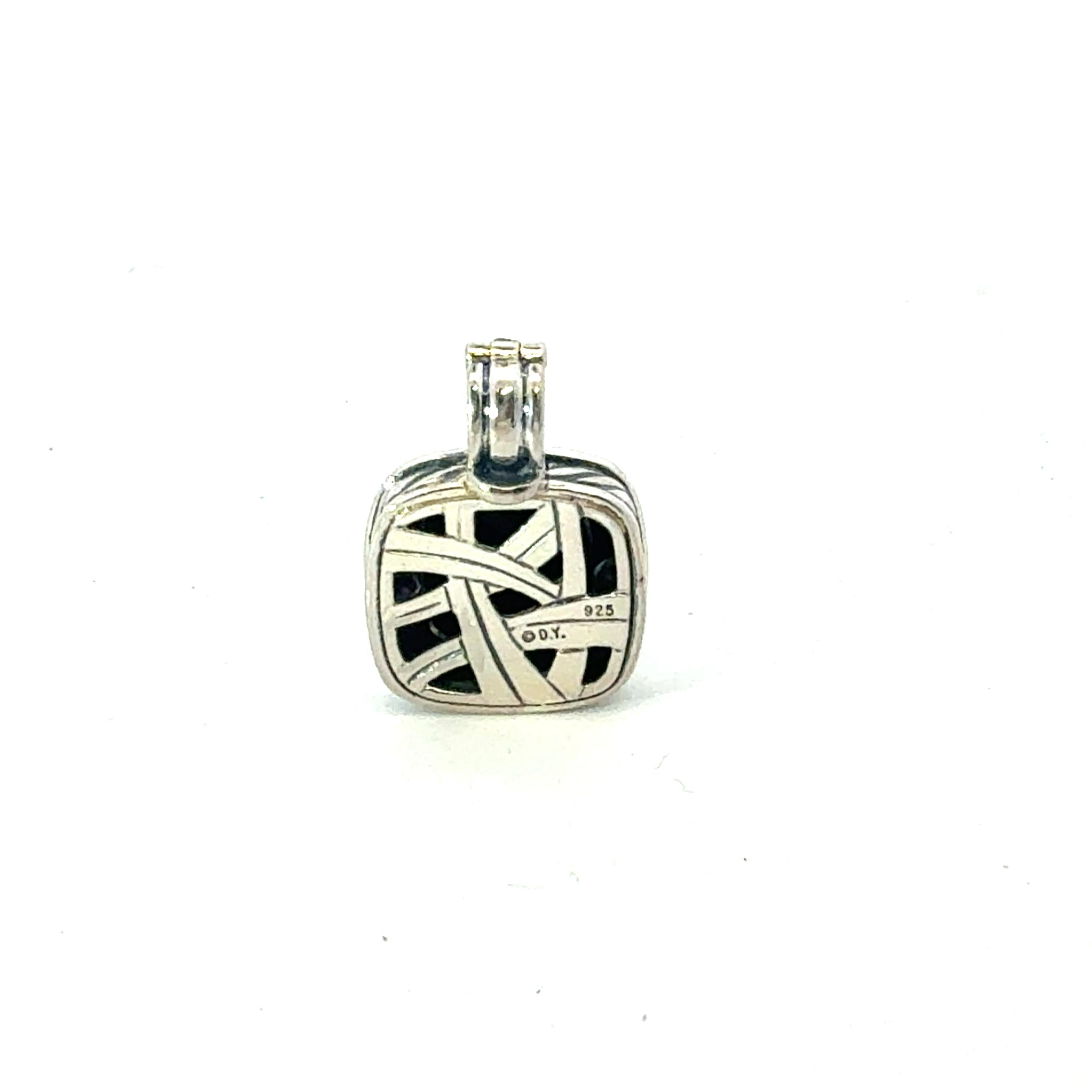 David Yurman Onyx Albion Pendant 11 mm Sterling Silver Estate For Sale 1