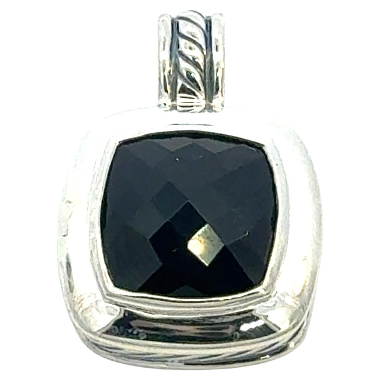 David Yurman Onyx Albion Pendant 11 mm Sterling Silver Estate