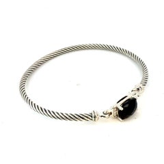 David Yurman Bracciale in Onice e Diamanti 3mm Argento Estate