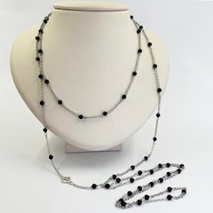 David Yurman Onyx Bead and Sterling Silver Long Necklace