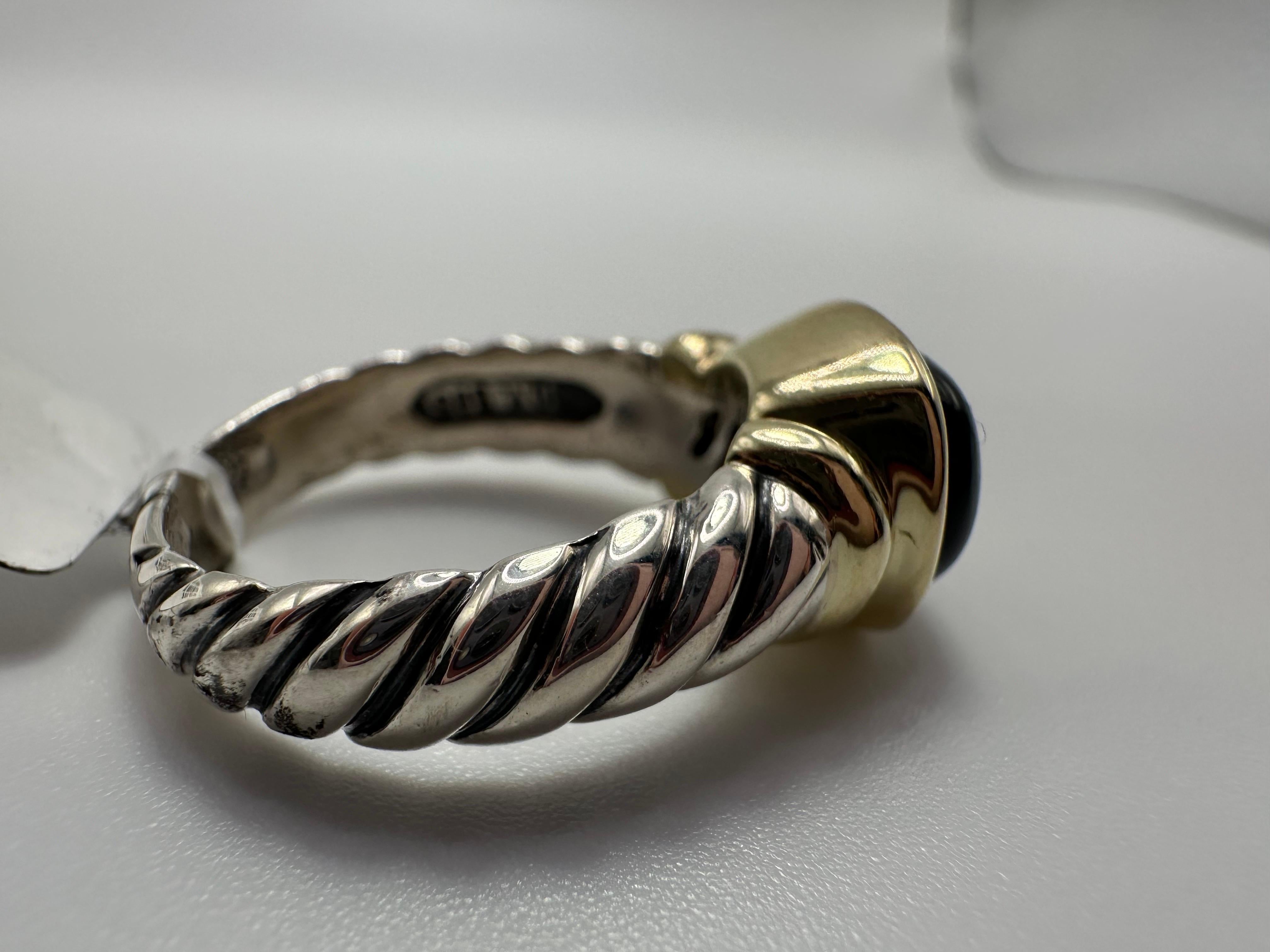 Oval Cut David Yurman Onyx cocktail ring 14KT gold & Silver For Sale
