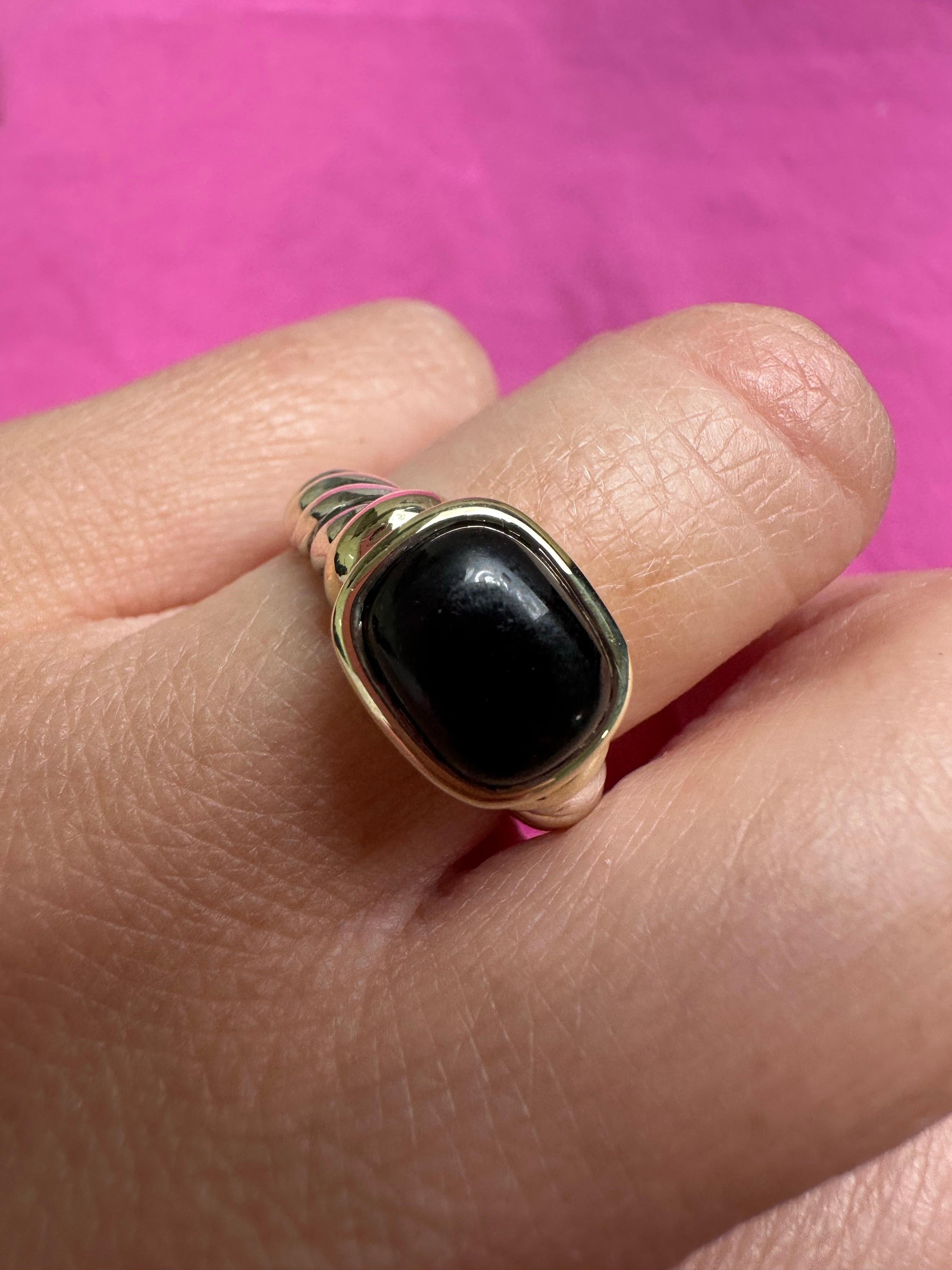 Women's or Men's David Yurman Onyx cocktail ring 14KT gold & Silver For Sale