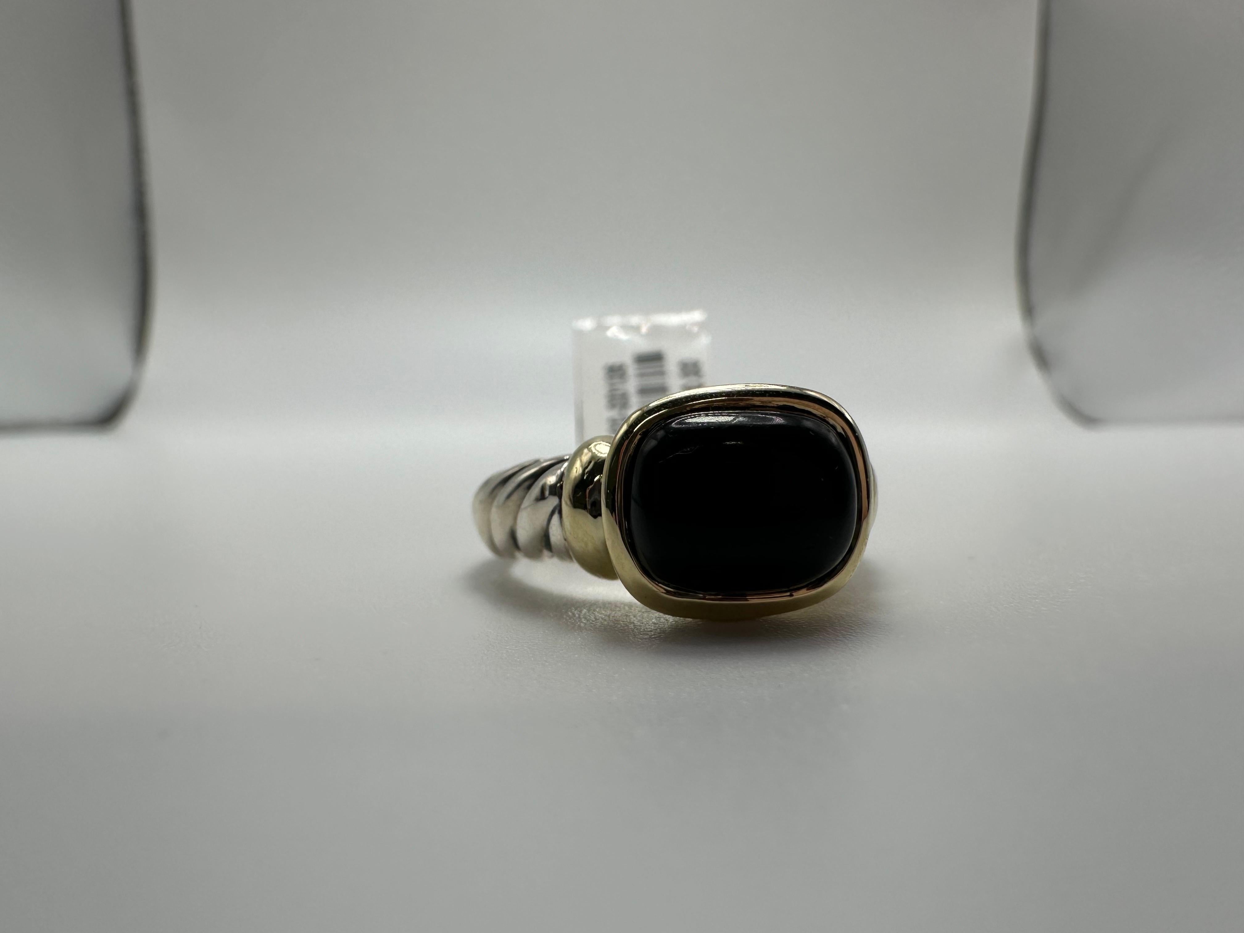 David Yurman Onyx cocktail ring 14KT gold & Silver For Sale 1