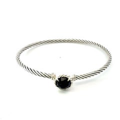David Yurman Onyx Cuff Bracelet Size M 7.5" 3 mm Sterling Silver Estate