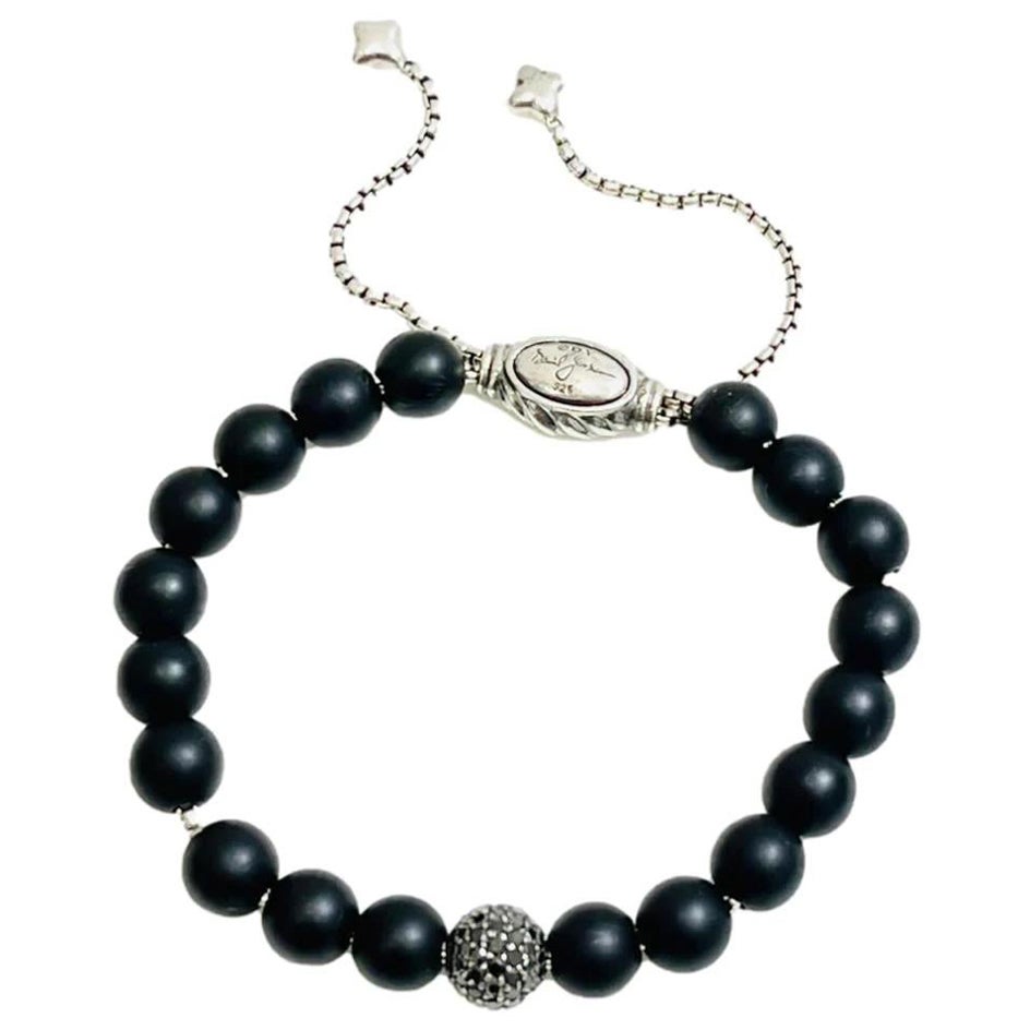 David Yurman Pulsera de cuentas de ónice y diamantes