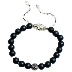 David Yurman Onyx & Diamond Beaded Bracelet