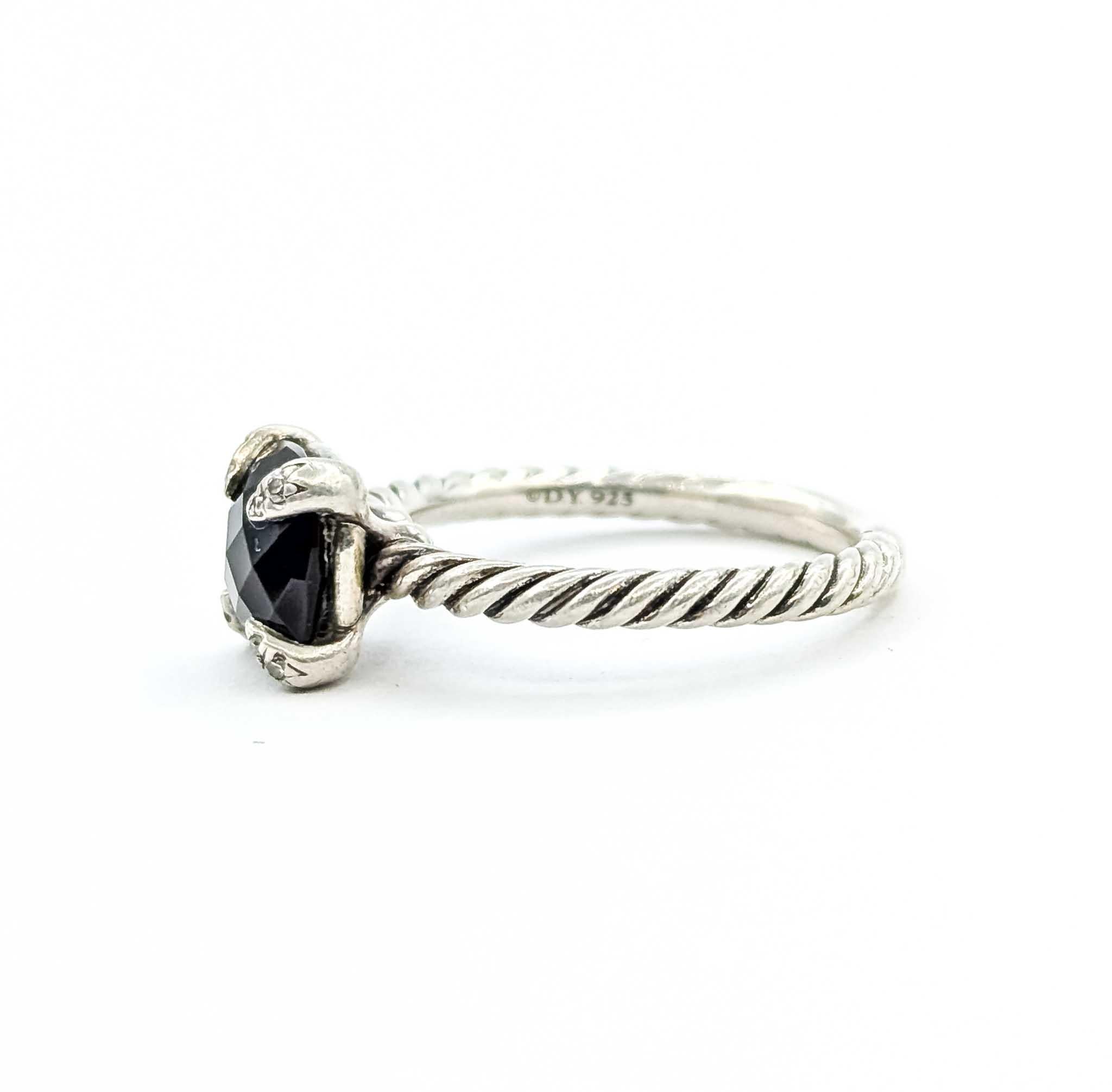 David Yurman Anello con cavo in onice e diamanti in A. Silver in vendita 4