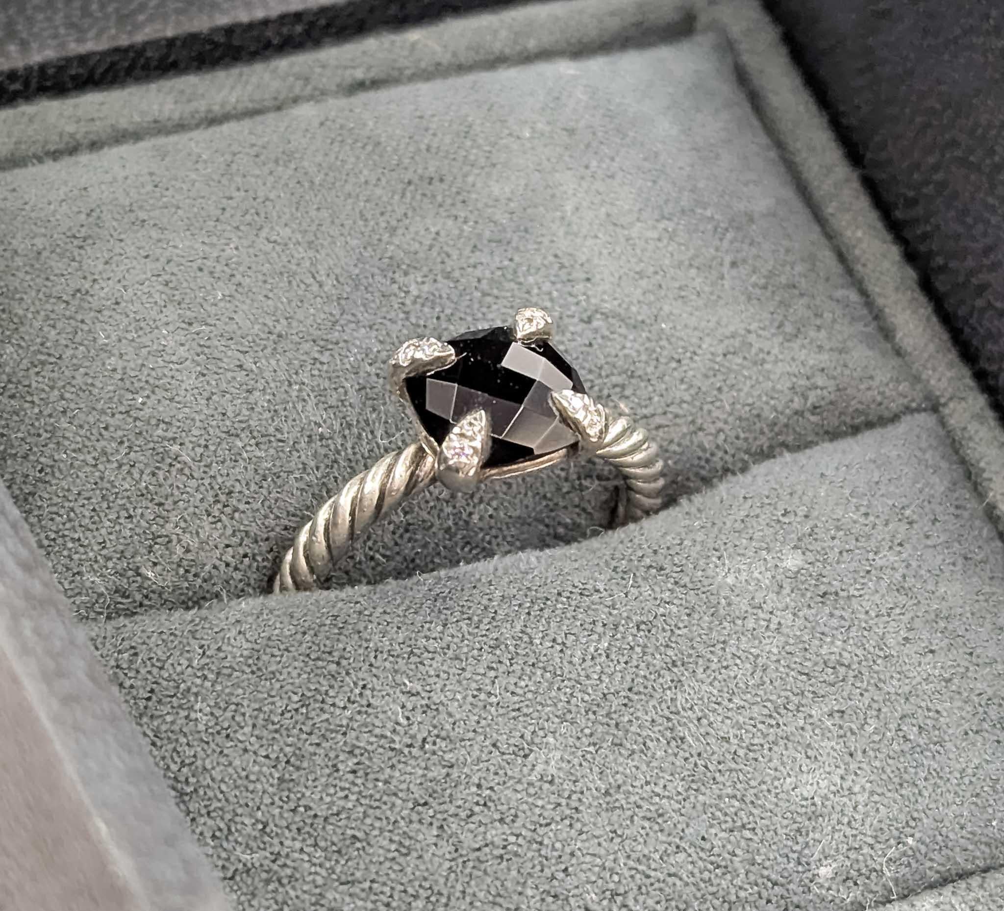 David Yurman Anello con cavo in onice e diamanti in A. Silver in vendita 6