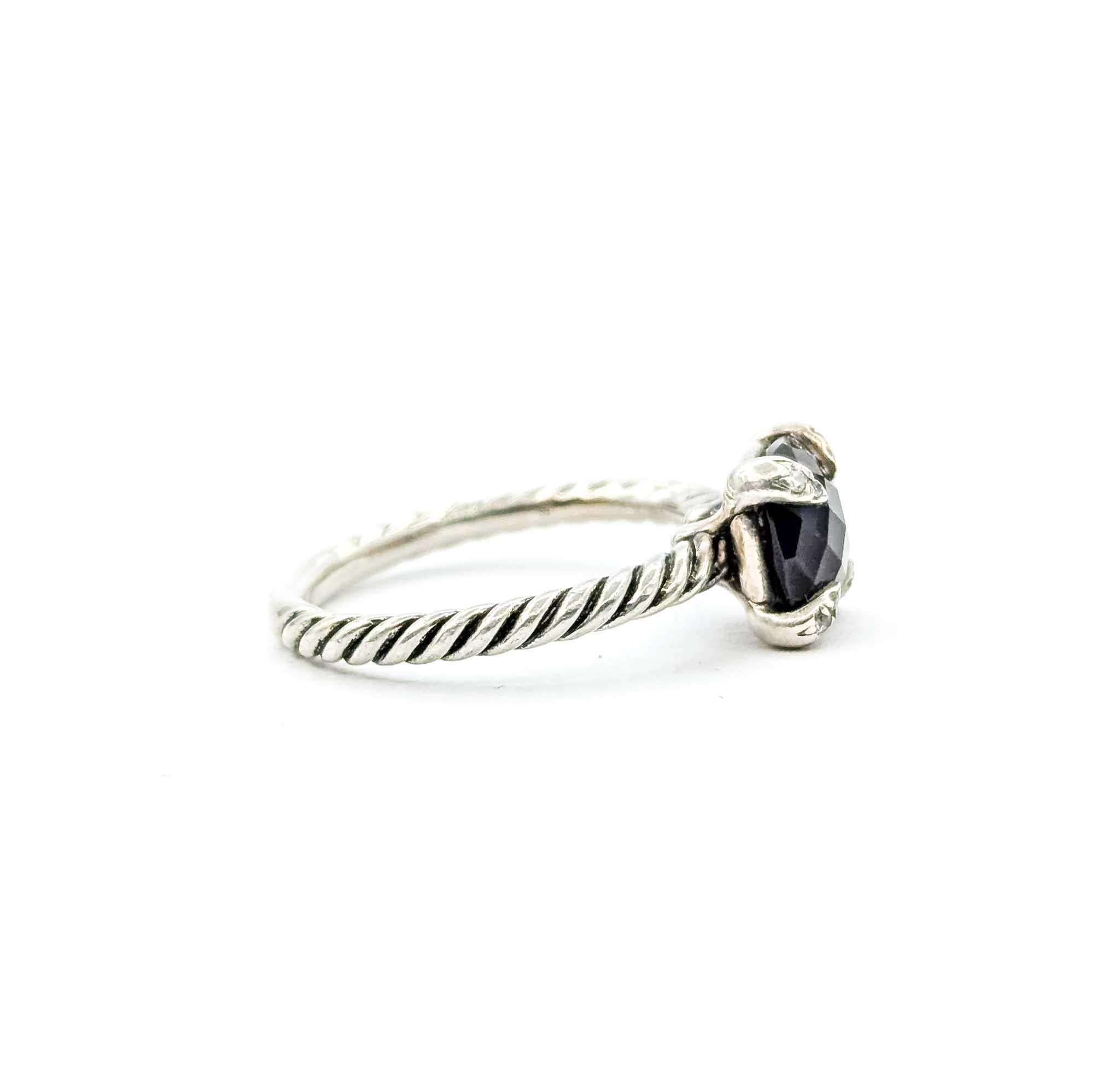 David Yurman Anello con cavo in onice e diamanti in A. Silver in vendita 1