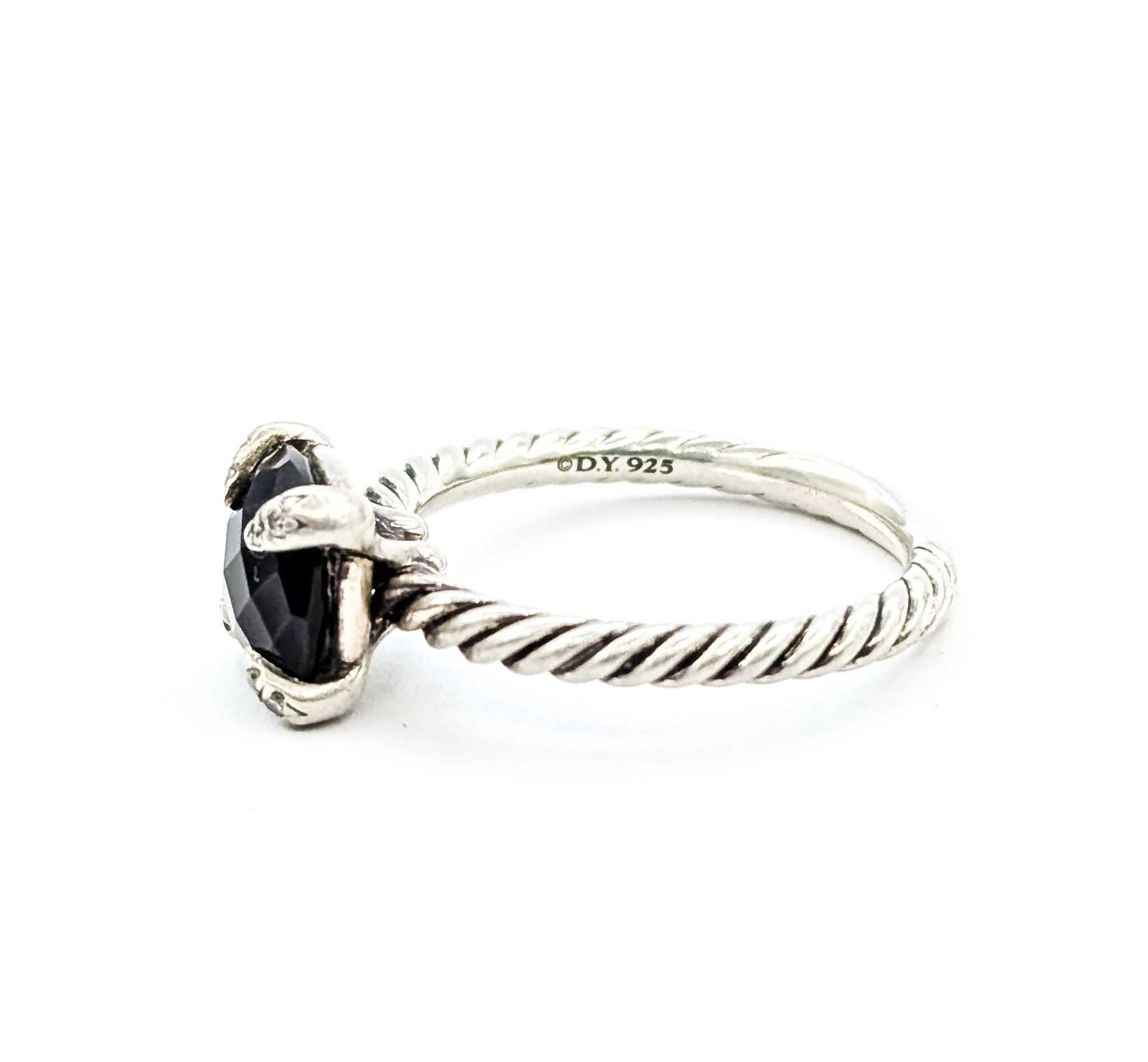 David Yurman Anello con cavo in onice e diamanti in A. Silver in vendita 3