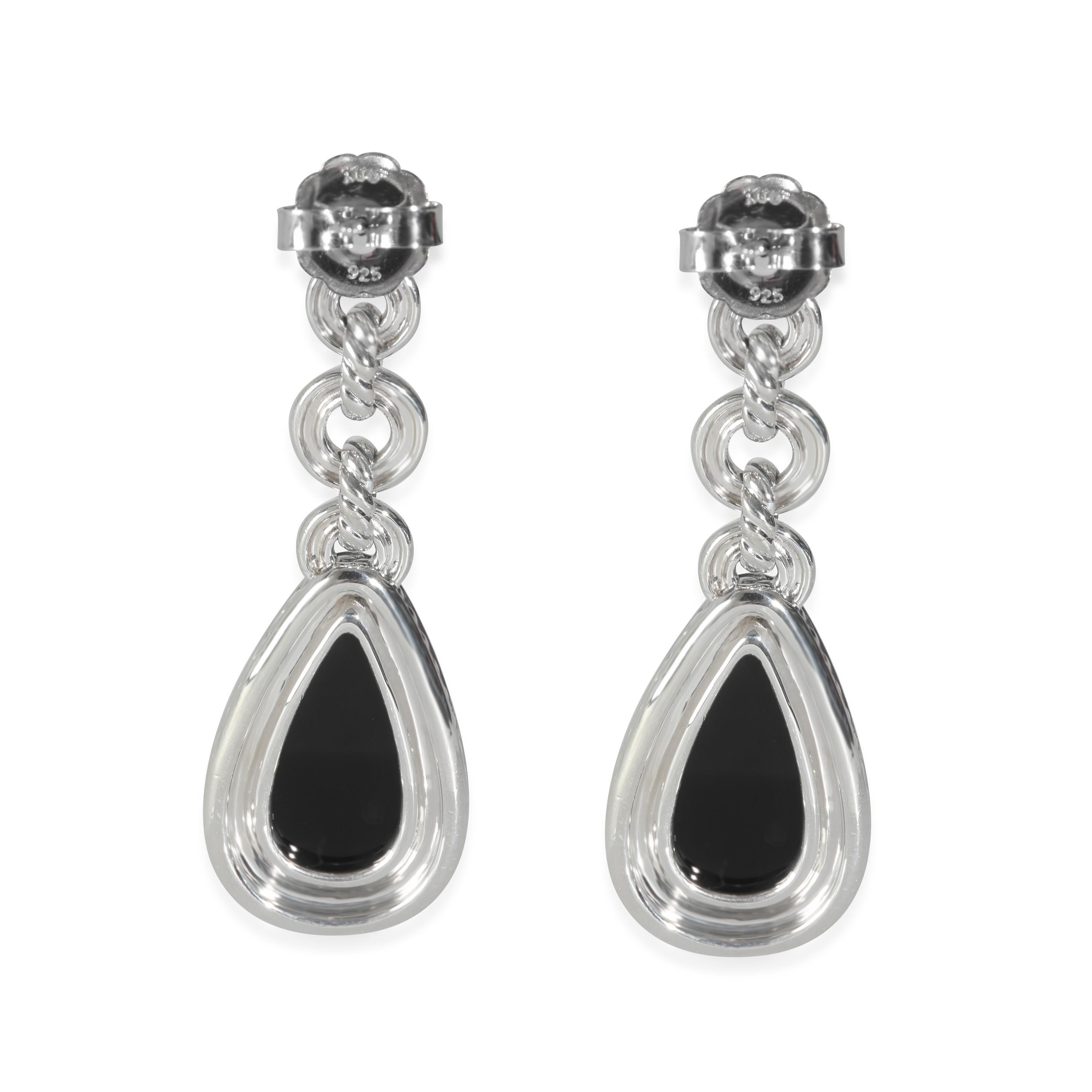David Yurman Boucles d'oreilles Onyx Diamant en Argent 1.25 CTW Pour femmes en vente