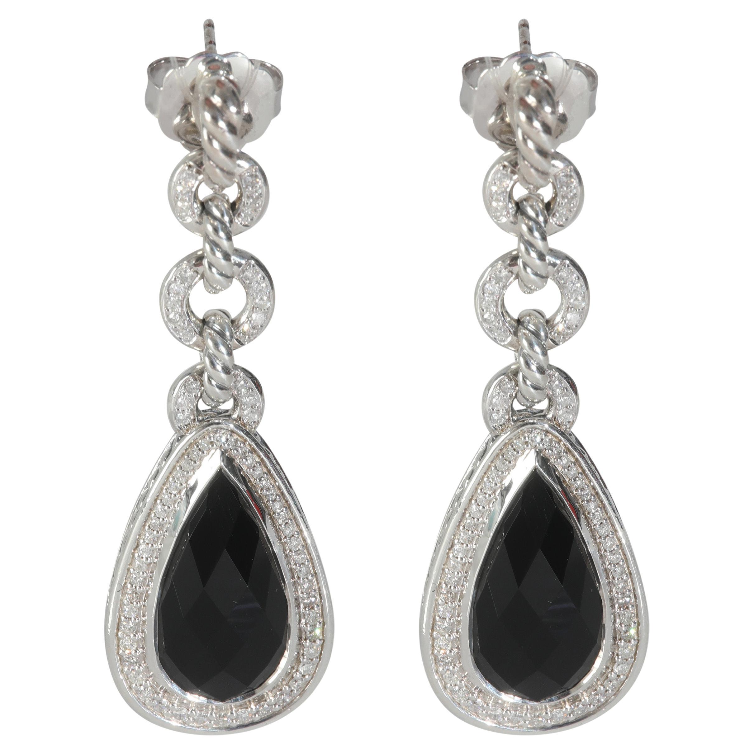 David Yurman Boucles d
oreilles Onyx Diamant en Argent 1.25 CTW