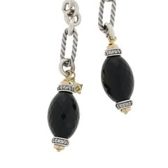 David Yurman Onyx and Diamond Figaro Lariat Necklace, Sterling & 18k Gold .30ctw